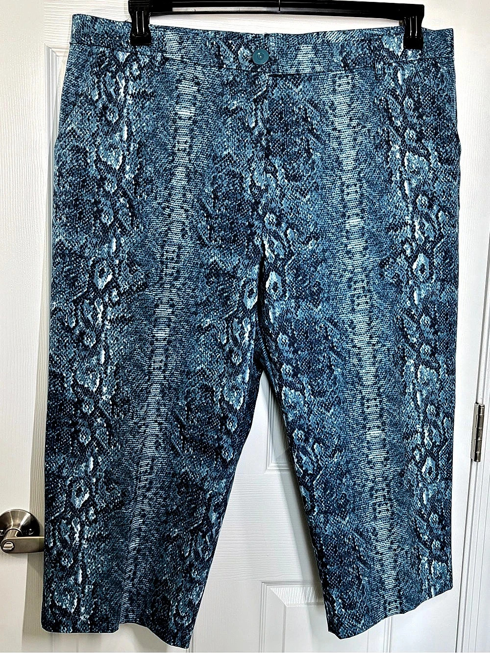 Zac & Rachel Animal Print Blue Capri Pants Size 20W Like New
